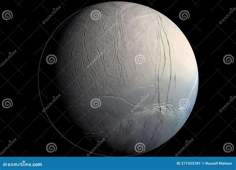 Enceladus Moon Of Saturn Generative Ai Stock Illustration