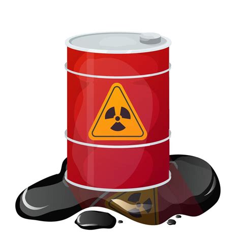 Metal Red Barrel Toxic Dangerous Sign With Liquid Around Waste