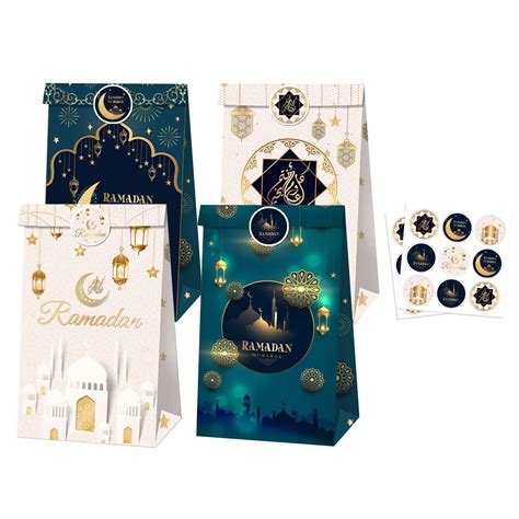 Eid Mubarak Gift Bags Set Ramadan Mubarak Party Paper Bags Moon Lantern