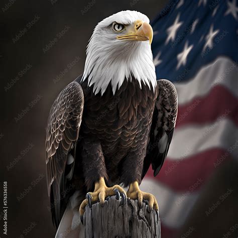 bald eagle in front of american flag, AI generated Stock Illustration | Adobe Stock