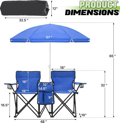 Magshion Silla De Campamento Doble Con Paraguas Y Enfriador Para