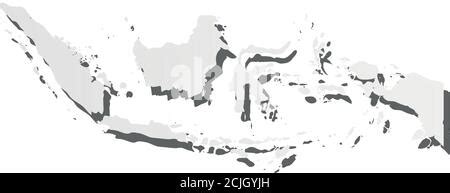 Indonesia Solid Black Silhouette Map Of Country Area Simple Flat