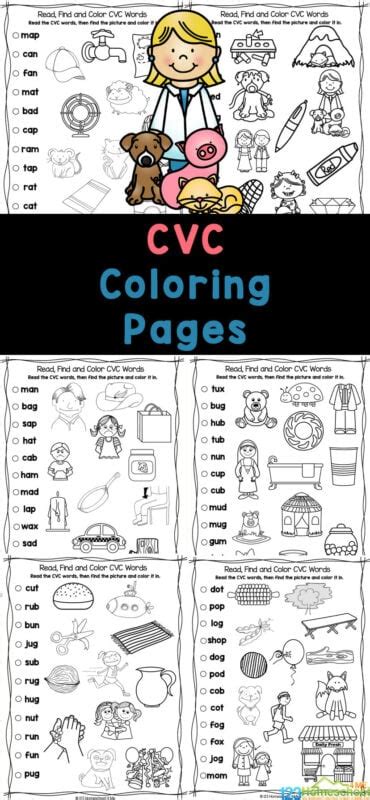 Free Printable Cvc Words Coloring Pages Worksheets 58 Off