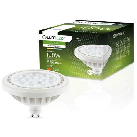 Żarówka Led Ar111 Es111 Gu10 15w 100w 4000k Neutralna Biała 38° Lumiled Ledzarmi960 • Cena