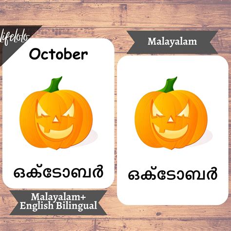 Months of the Year MALAYALAM Flash Cards 12 Bilingual Cards | Etsy