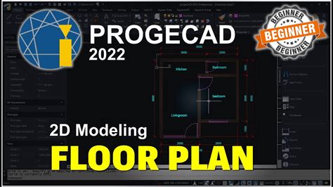 Progecad 2022 2d Drafting Floor Plan Tutorial For Beginner Youtube