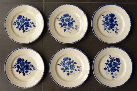 6 ASSIETTES PLATES en faïence de Longchamp modèle DENISE EUR 17 00