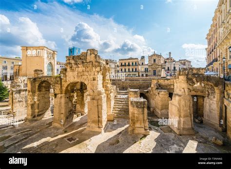 Ancient Roman Amphitheatre In Lecce Puglia Region Southern Italy