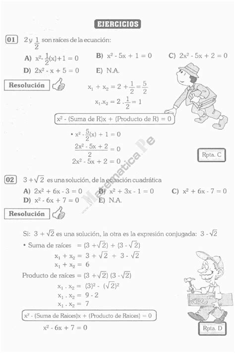 Ecuaciones De Segundo Grado Ejercicios