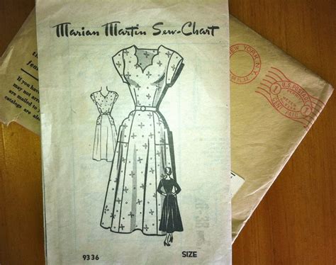 S Marian Martin Belted Dress Pattern Bust Etsy Pattern