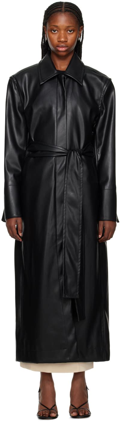 Esse Studios Black Classico Trench Faux Leather Coat Ssense