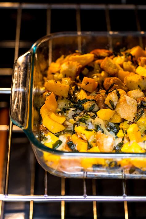 Vegan Roasted Butternut Squash Apple And Leek Bread Stuffing With