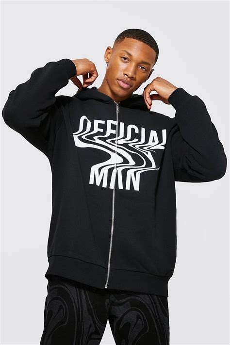 Oversized Official Man Zip Through Hoodie Boohoo