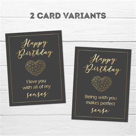 5 Senses Birthday Gift Tags Printable Black And Gold Gift Etsy