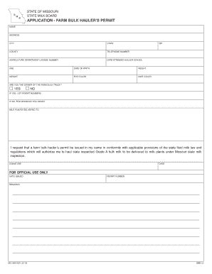 Fillable Online Mda Missouri Application Farm Bulk Haulers Permit Fax