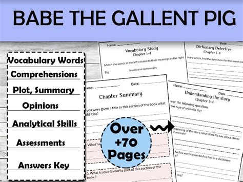 Babe The Gallant Pig Novel Study Teaching Resources