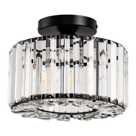 Yansun In Light Black Modern Semi Flush Mount With Crystal Shade