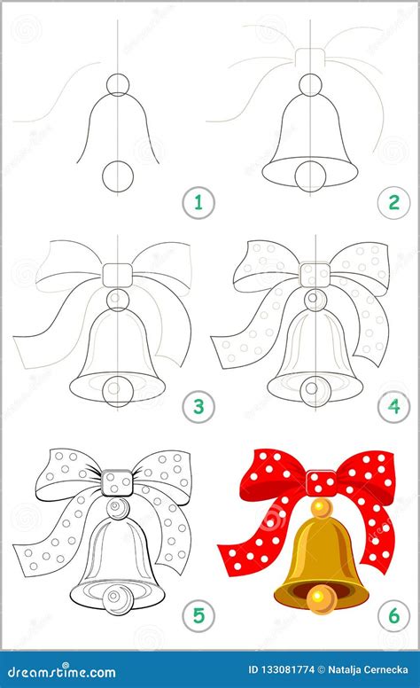 Page Shows How To Learn Step By Step To Draw A Cute Bell With A Bow