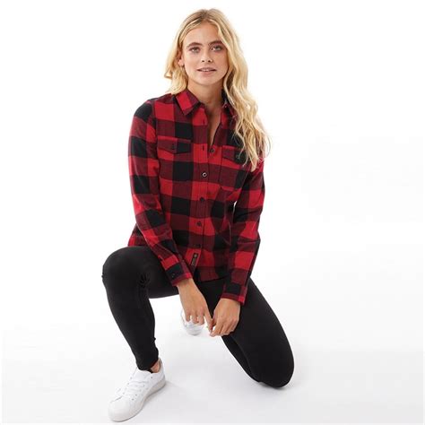 Buy Bench Womens Comyna Flannel Long Sleeve Shirt Black Red Check