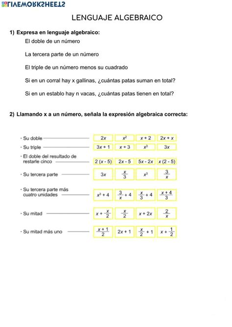 Ejercicios De Lenguaje Algebraico Eso Resueltos Hot Sex Picture