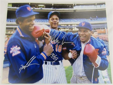 Mike Tyson Doc Gooden Darryl Strawberry Signed X Photo Jsa