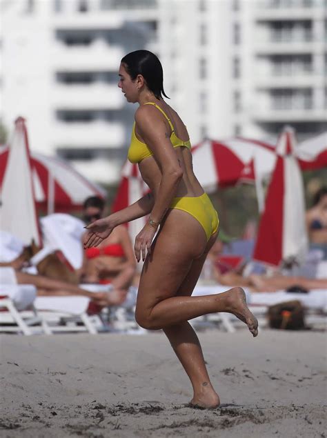 Dua Lipa In Yellow Bikini On The Beach In Miami December