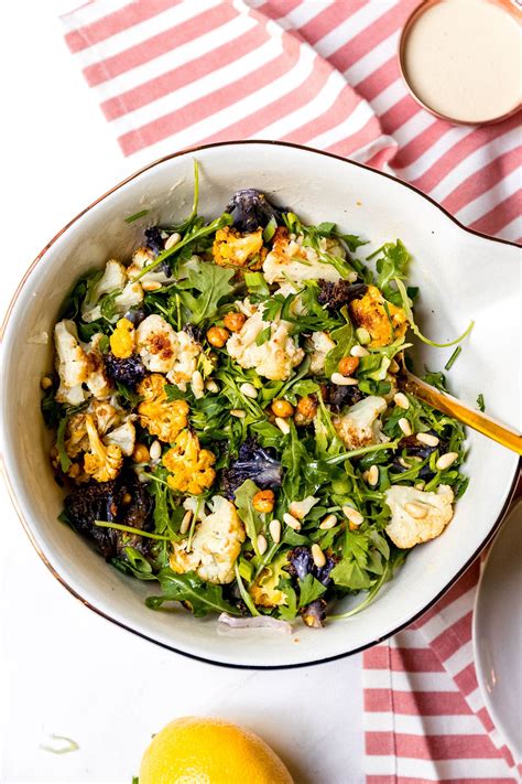 Roasted Cauliflower Salad With Crispy Chickpeas And Lemon Tahini