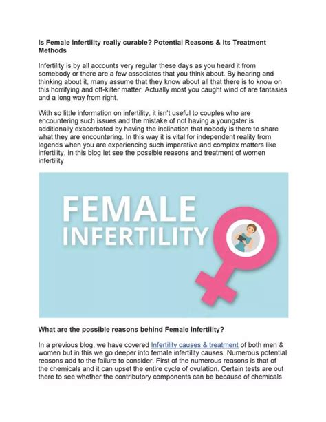 Female Infertility Causes And Treatment Pdf Free Download