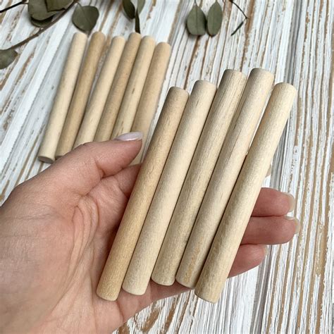 Wooden Sticks Small Dowel Rods 39 Wooden Dowels Natural Etsy