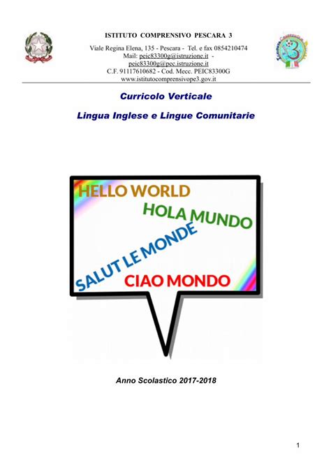 Pdf Curricolo Verticale Lingua Inglese Lingue Comunitarie Curricolo