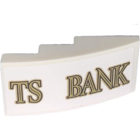 LEGO White Slope 2 X 4 Curved With TS BANK Sticker 93606 Brick Owl