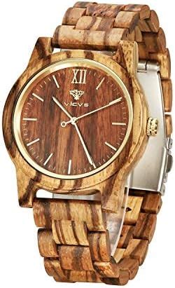 VICVS Montre En Bois Pour Homme Montre En Bois 100 Naturel Mouvement