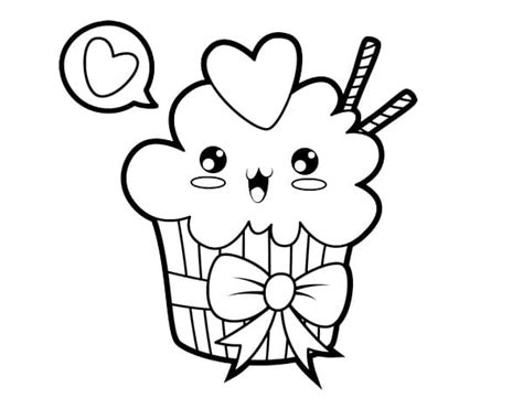 Coloriage Dessin De Cupcake Kawaii Gratuit T L Charger Et Imprimer