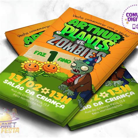 Convite Digital Personalizado Plants Vs Zombies Elo