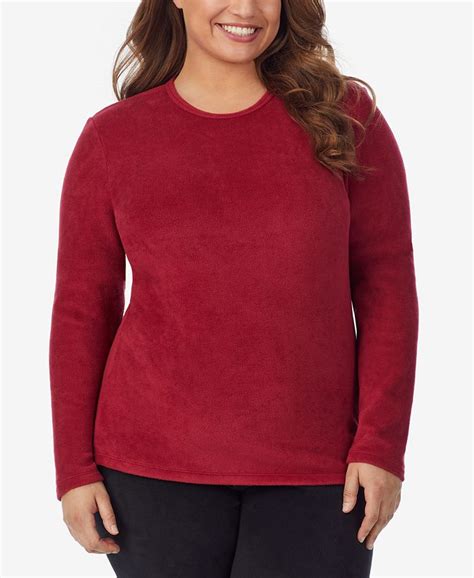 Cuddl Duds Plus Size Fleecewear With Stretch Long Sleeve Top And Reviews Tops Women Macys