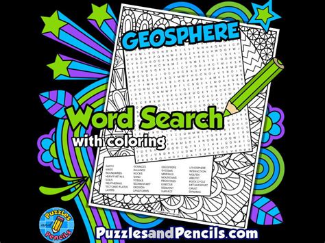 Geosphere Word Search Puzzle With Colouring Earth Sciences Wordsearch