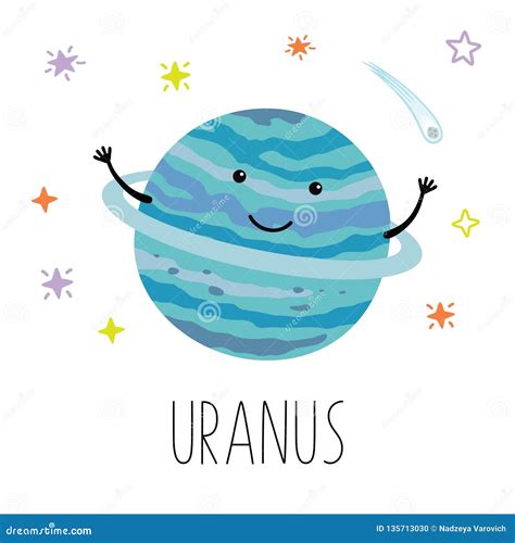 Cartoon Uranus Planet. Vector Illustration Isolated On White Ba ...