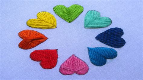 Hand Embroidery Different Stitches Of Heart Shape Love Shape