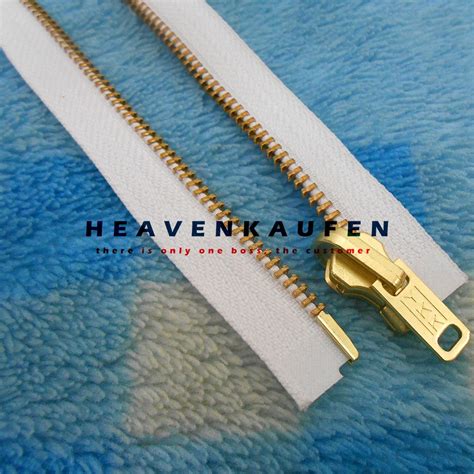 Jual ECER Resleting Zipper YKK Gigi Besi Putih Gold Emas 60 Cm