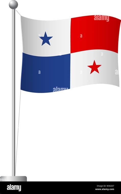 Panama Flag On Pole Metal Flagpole National Flag Of Panama Vector