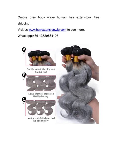 Calam O Ombre Grey Body Wave Human Hair Extensions Free Shipping