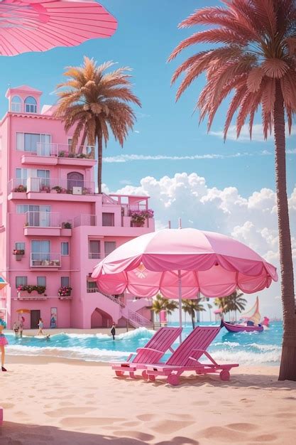 Premium Photo | Barbie Beach Vacation Scene Theme Background