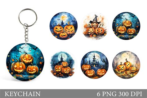 Halloween Scary Pumpkin Round Keychain Graphic By Shishkovaiv · Creative Fabrica