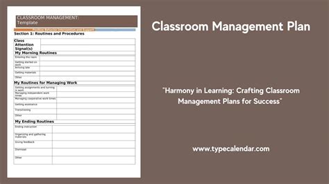 Free Printable Classroom Management Plan Templates Pdf