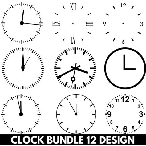 Clock Stencil Clock Roman Numbers Clock Svg File Bundle Face Clock Etsy