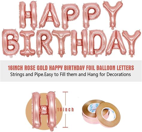 Rose Gold Balloon Decorations Rose Gold Happy Birthday Bunting Etsy