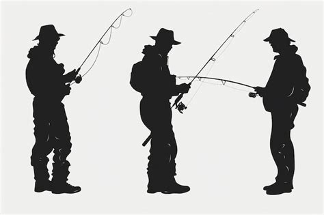 Premium Photo | Fisherman Silhouette Set On White Background