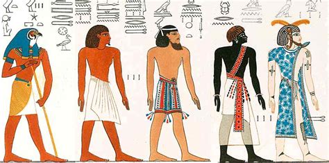 Racial variety of the Egyptian world, from a mural in the Tomb of Seti ...