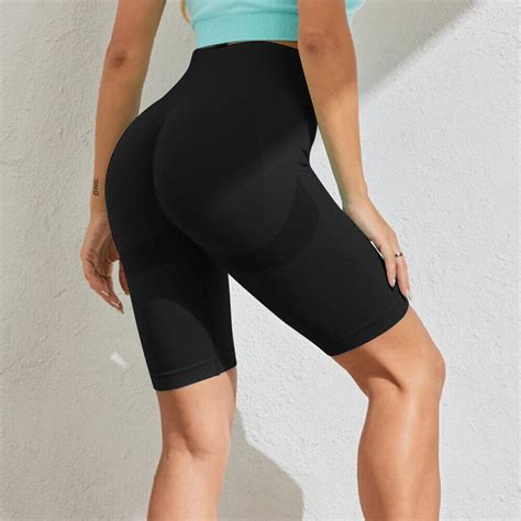 High Waist Gym Yoga Shorts Women Push Up Sport Tights Sportswear Black