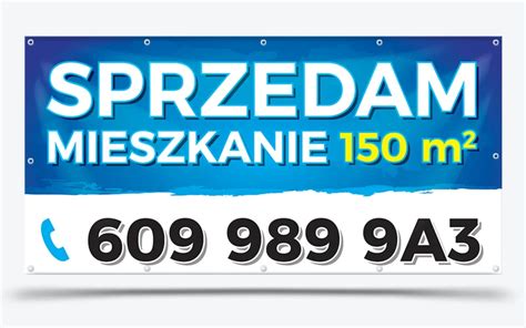 Baner sprzedam żółty baner reklamowy wynajmę sprzedam mieszkanie